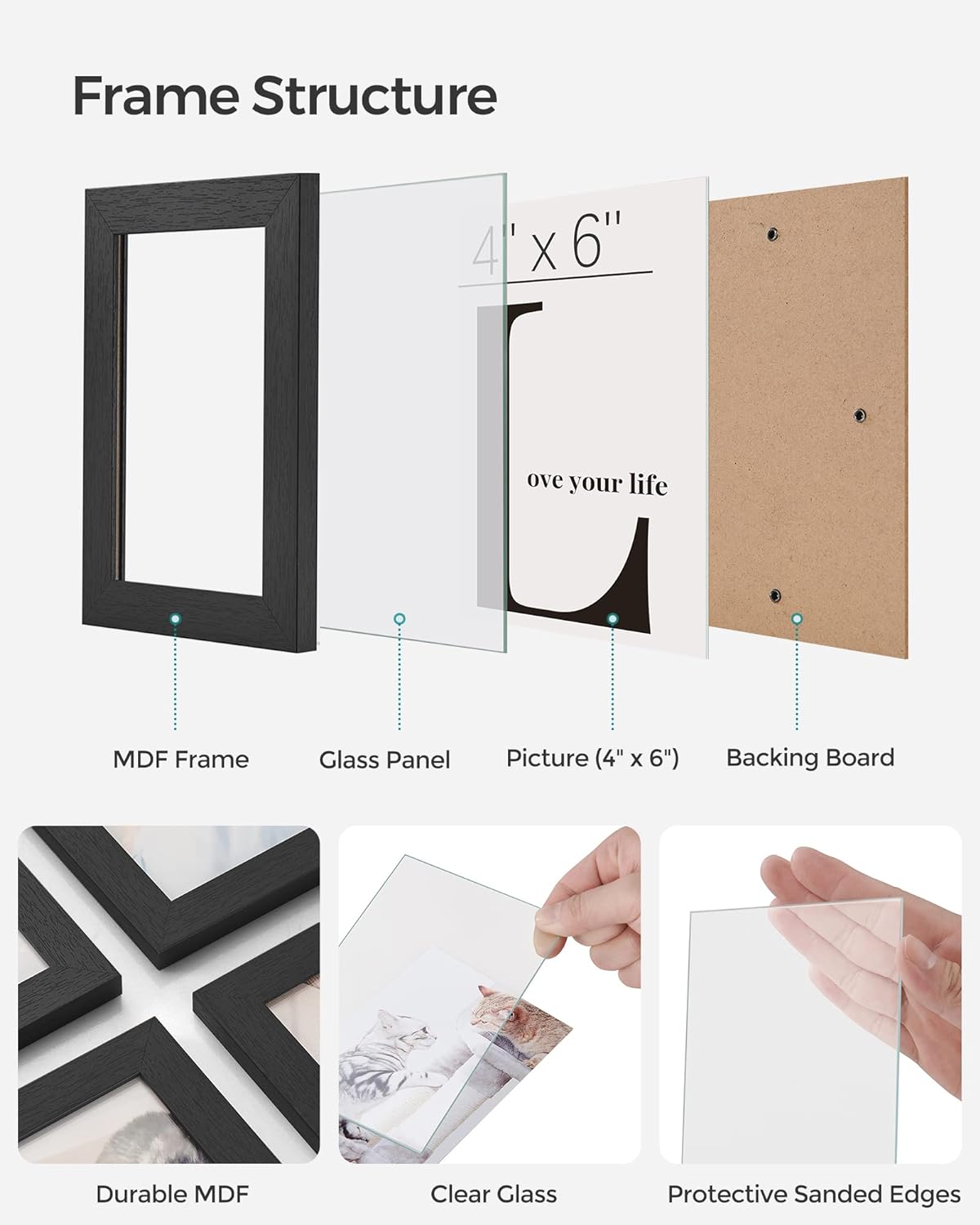 Thumbnail 2 de SONGMICS Picture Frame Collage for 12 Photos in 4x6 (RPF22BK) – Ink Black
