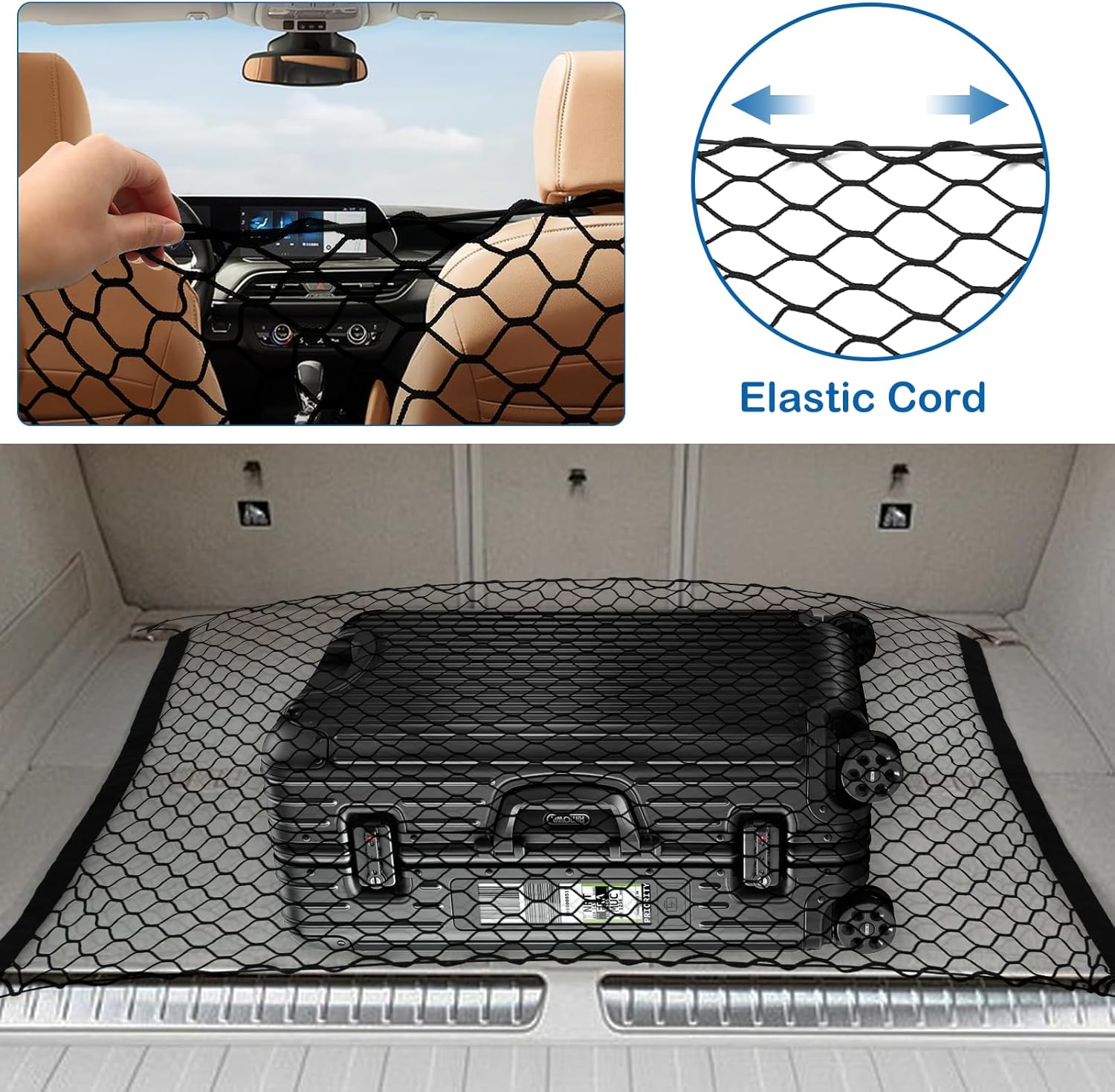 Detalle de STARROAD-TIM Trennnetz für Hunde – Auto-Hundeschutznetz 120x70 cm, Rückhaltesystem für Rücksitzbank