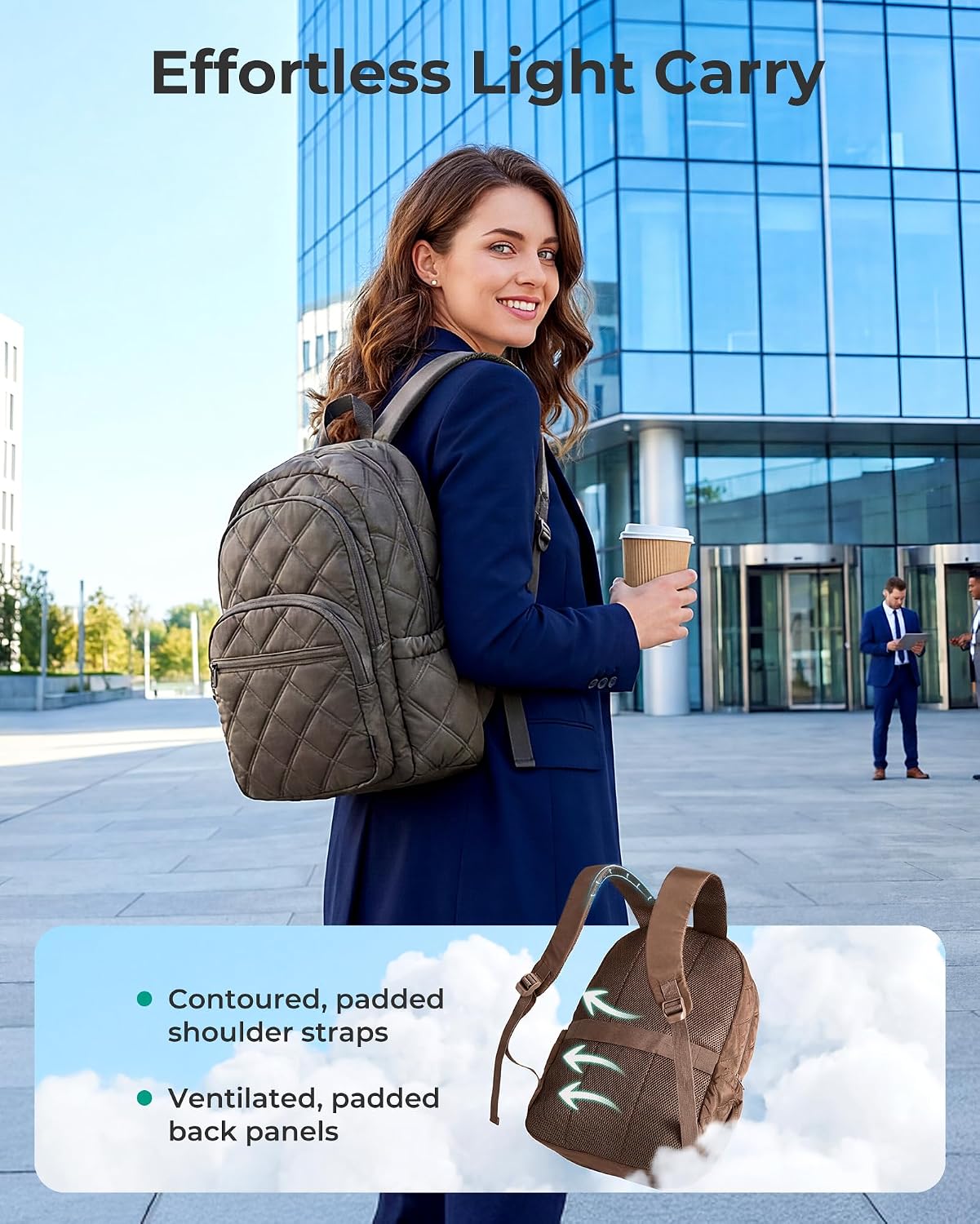 Detalle 1 de BAGSMART Laptop Backpack with 15.6-Inch Laptop Sleeve