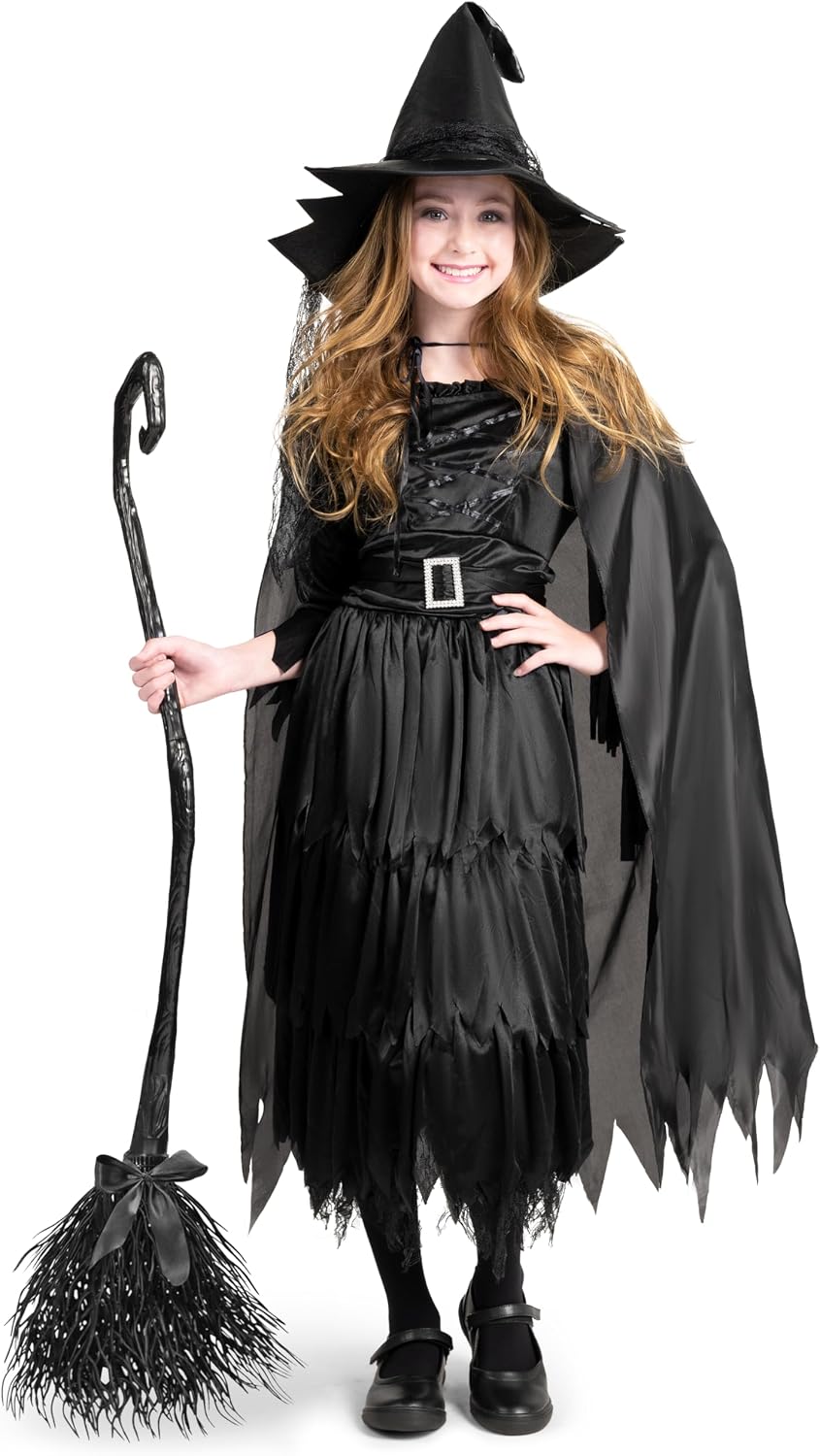 Detalle de Spooktacular Creations Classic Kids Witch Costume, Black Gothic Dress