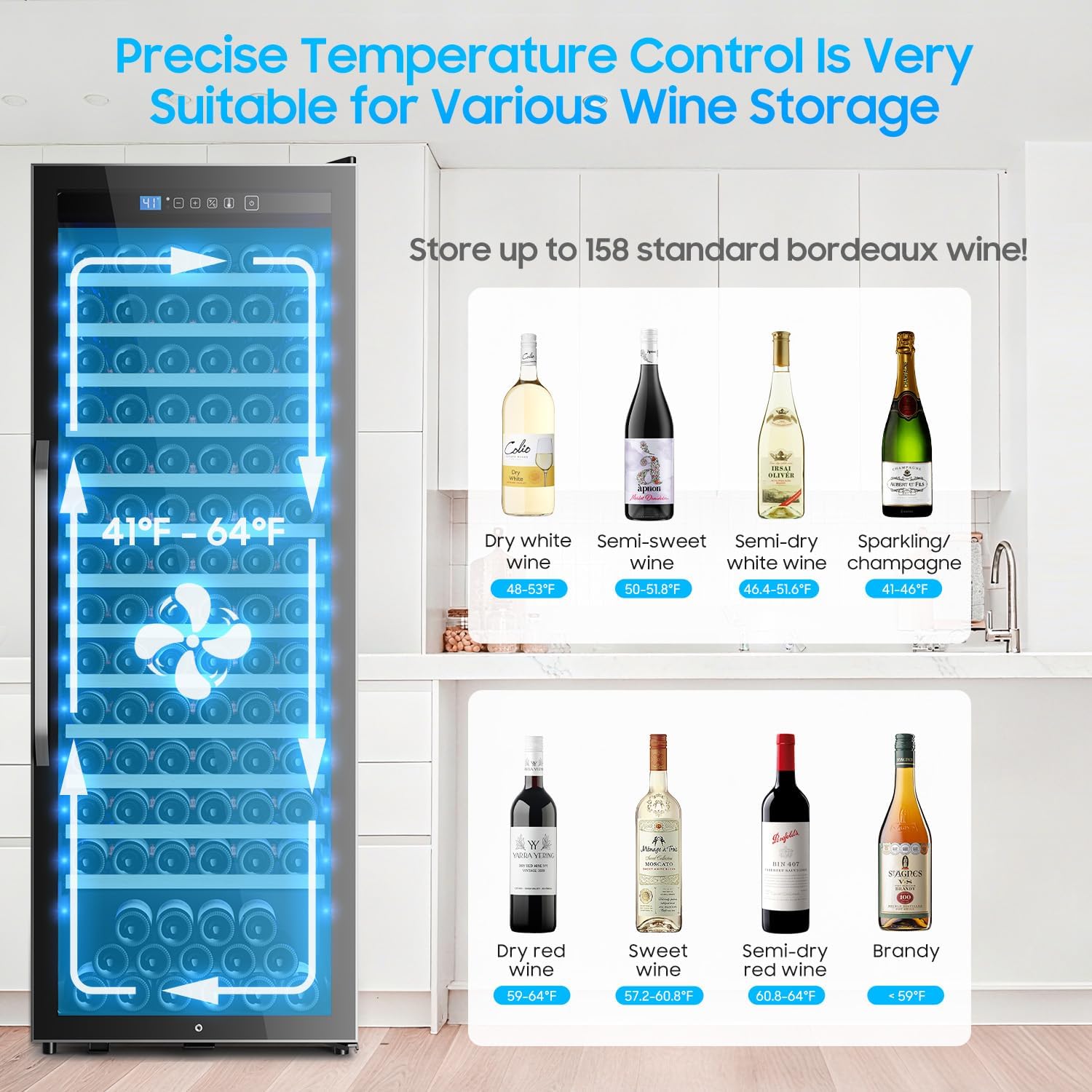 Detalle de EORICE WCS-SA408 14.4 Cu. Ft. Freestanding Wine Cooler, 13 Shelves