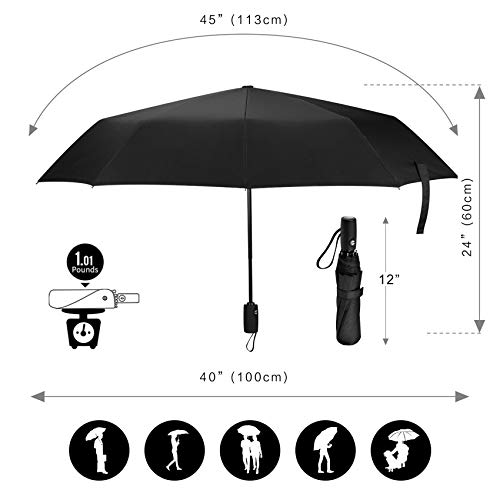 Detalle 2 de AMVUZ Paraguas Plegable de Viaje Compacto Automático a Prueba de Viento (Negro)