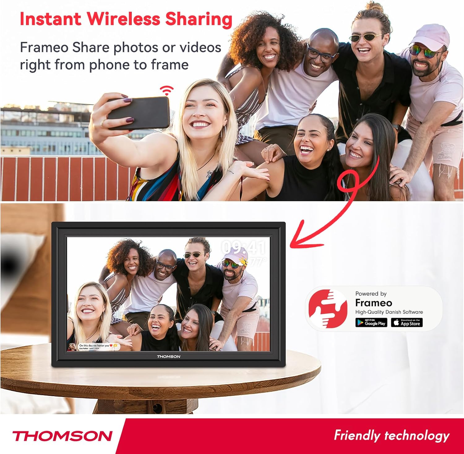 Detalle de Frameo 15.6 Inch WiFi Digital Picture Frame with 32GB Storage and IPS Display