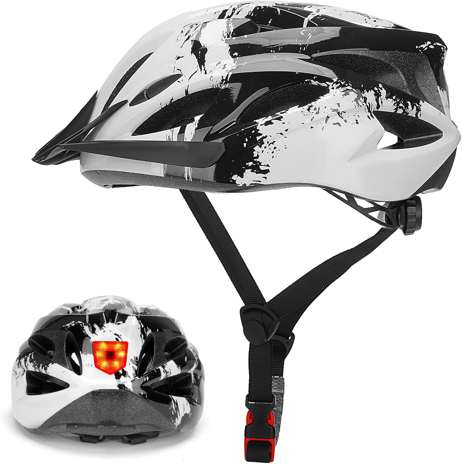 Detalle de Cycle Helmet Adults: Lightweight Bike Helmet with LED Rear Light, 57–62cm