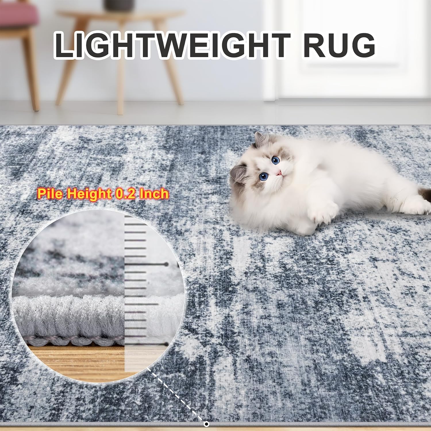 Thumbnail 5 de 6x9 Washable Abstract Area Rug, Non-Slip