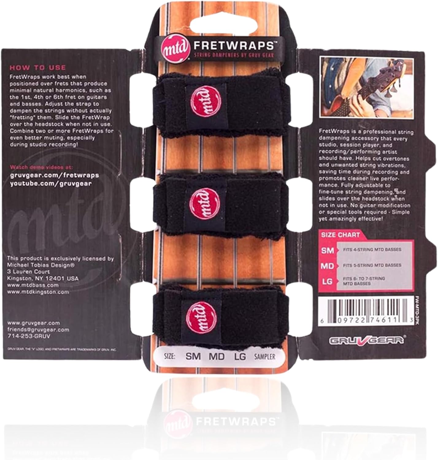 Detalle de Gruv Gear FW-MTD-3PK-MD FretWrap String Muter, 3-Pack, Medium MTD Edition