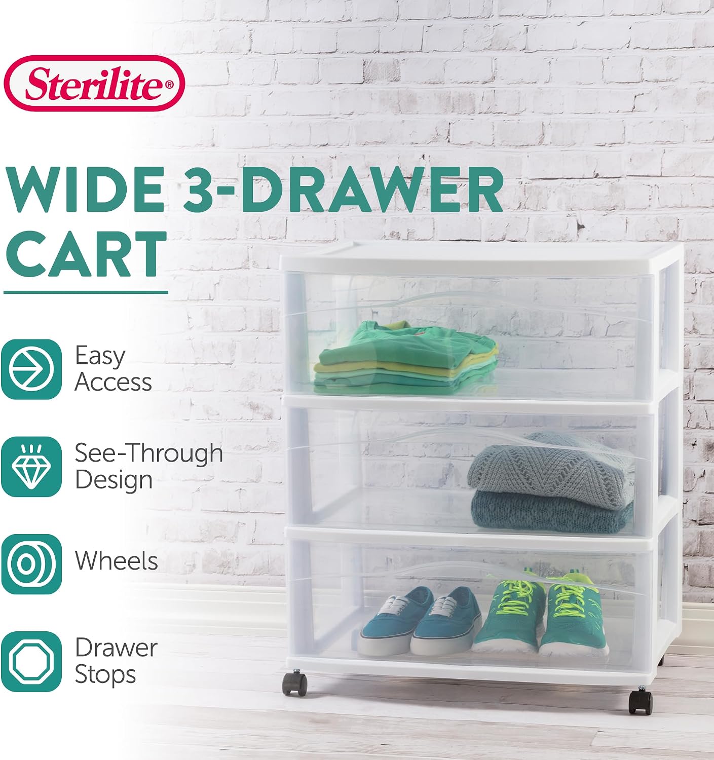 Detalle 2 de Sterilite 3-Drawer Storage Cart