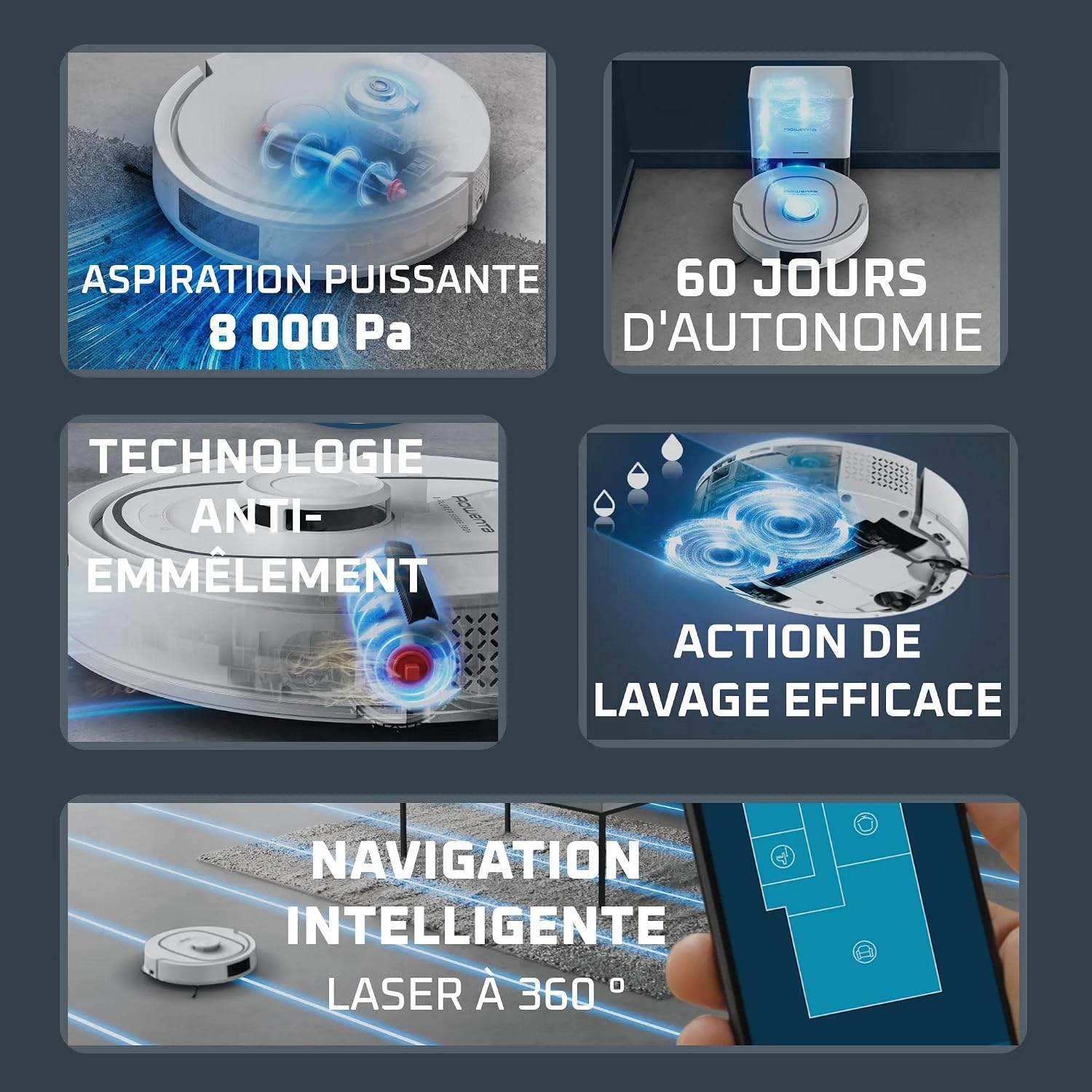 Detalle 2 de Rowenta X-Plorer Série 380+ — Aspirateur Robot Laveur Animal & Allergie RR89U7E0