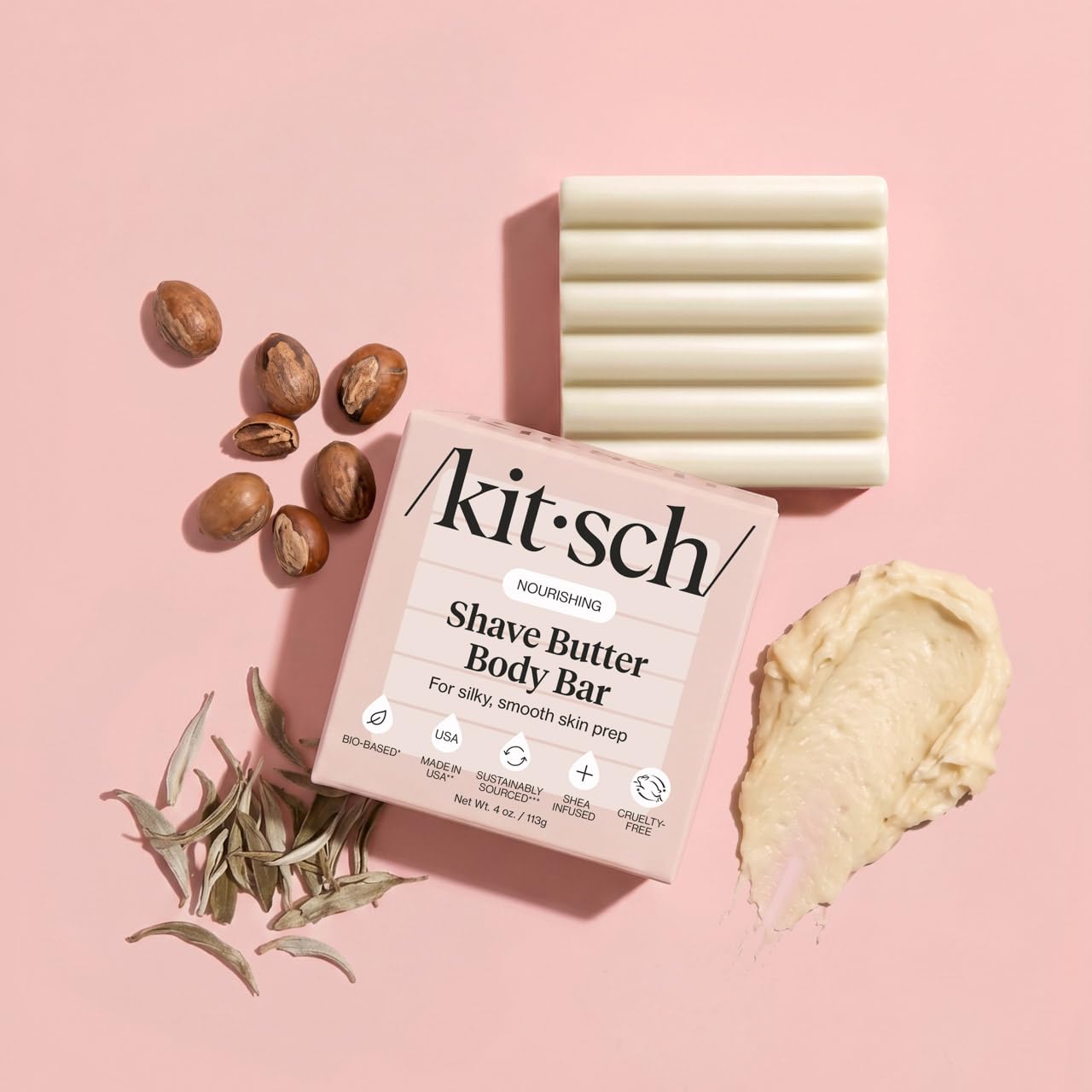 Detalle de Kitsch Shaving Soap for Women: Hydrating Shave Butter & Soap Bar