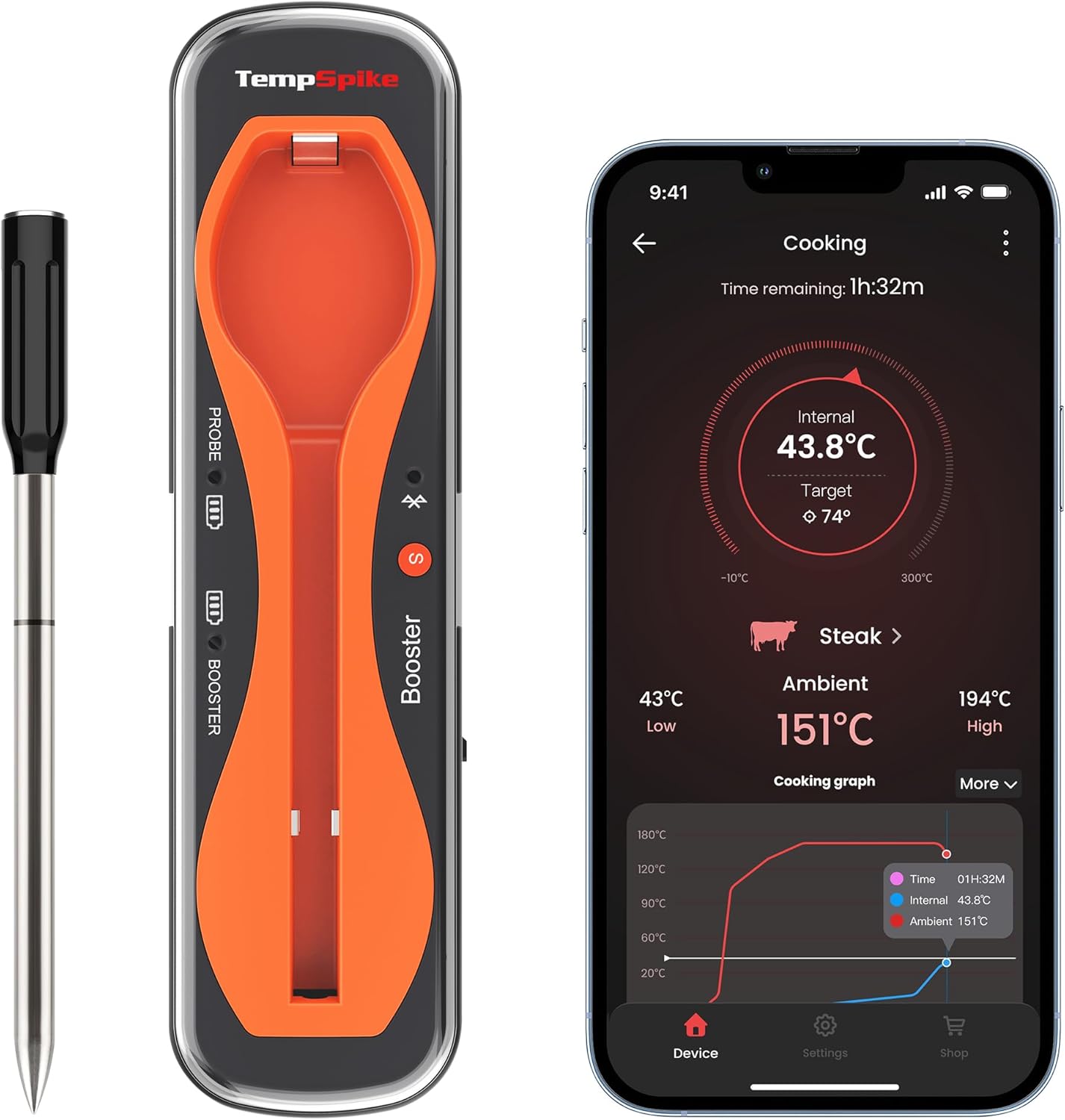 Detalle de ThermoPro TempSpike Fleischthermometer Bluetooth