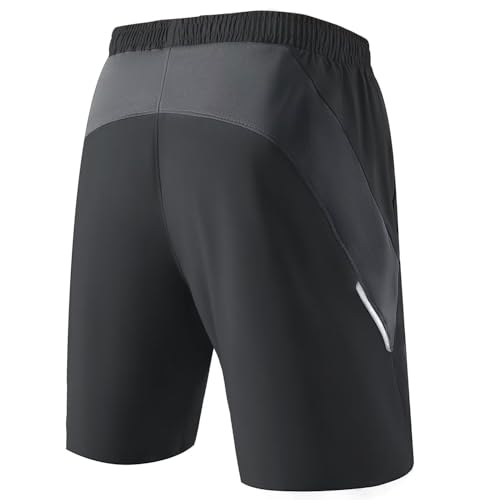 Detalle de HMIYA Sporthose Herren Kurz mit Reißverschlusstasche – Dunkelgrau, XXL