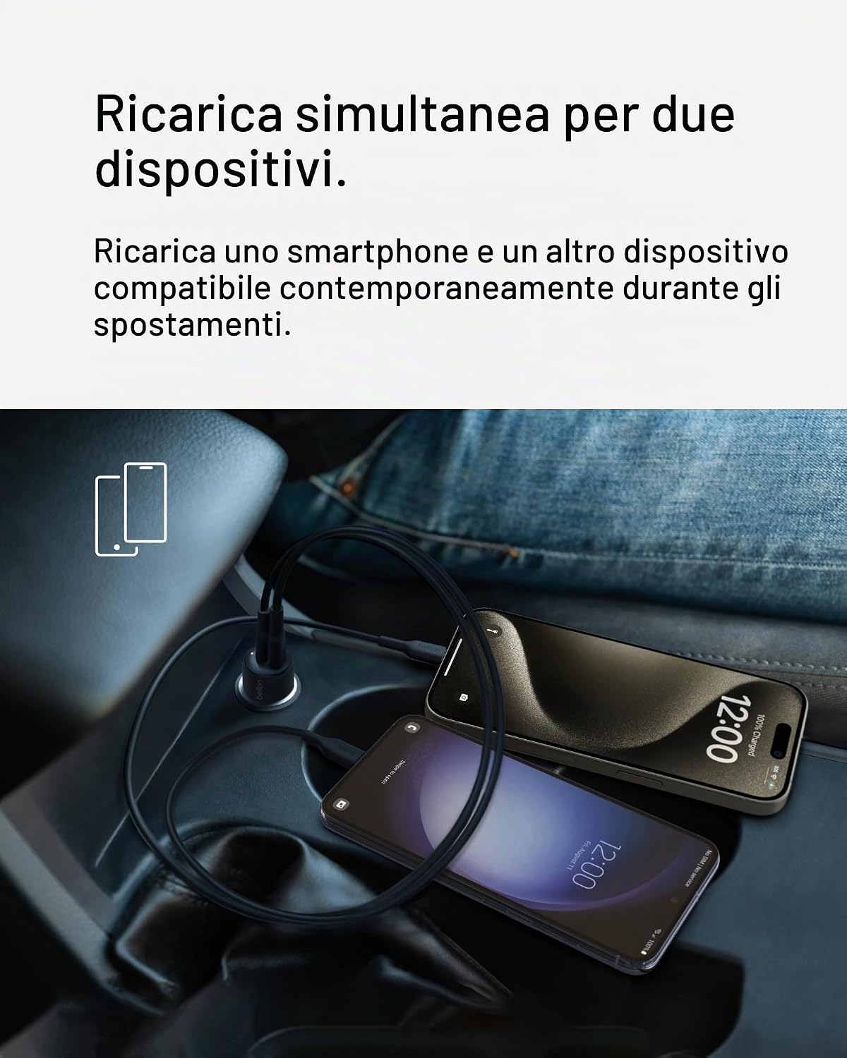 Thumbnail 6 de Belkin BoostCharge Doppio caricabatteria da auto da 42 W con ricarica rapida USB-C PPS 30 W e porta USB-A 12 W