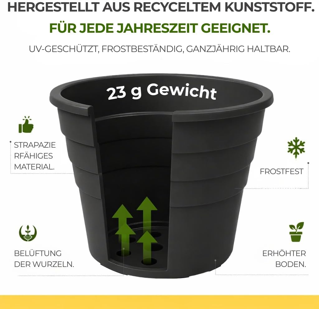 Detalle de Happy Pots pot de fleurs en plastique 10 cm – lot de 5 – avec trous de drainage (noir, fabriqué au Royaume-Uni)
