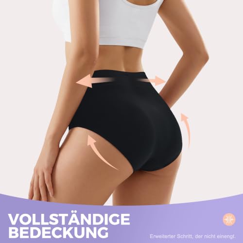 Thumbnail 4 de IceReco Bragas Mujer Algodón de Cintura Alta (Pack 5) – Culotte Postparto, Negro, Talle L