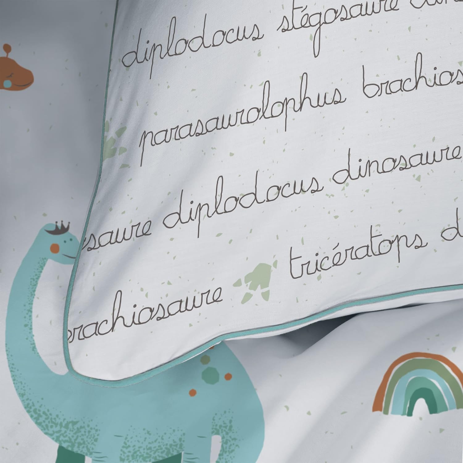 Thumbnail 1 de MATT & ROSE Parure de lit Garçon 140x200 cm Dinos, 100% coton Oeko-TEX (housse + taie 63x63 cm)