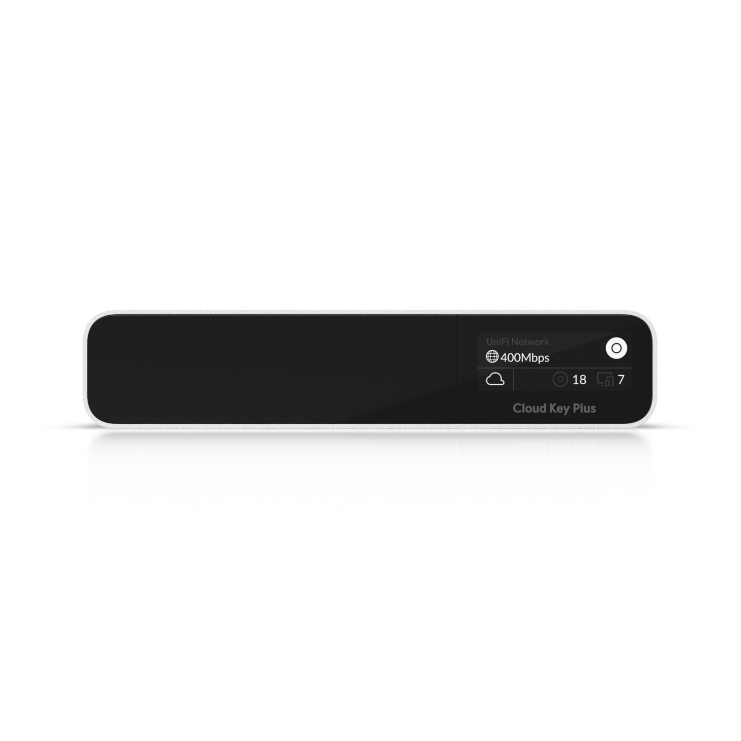 Detalle 2 de Ubiquiti CloudKey Plus ARM Cortex: gestión centralizada de redes en aluminio con almacenamiento y OLED