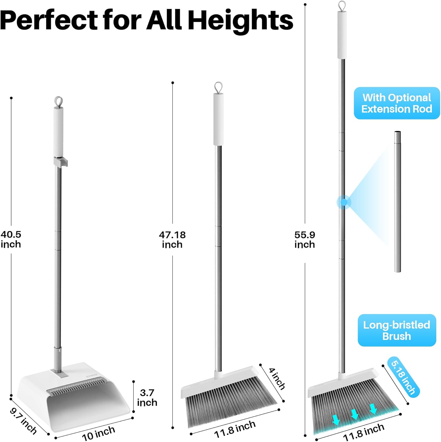 Thumbnail 3 de JOYMOOP White Broom & Dustpan Set