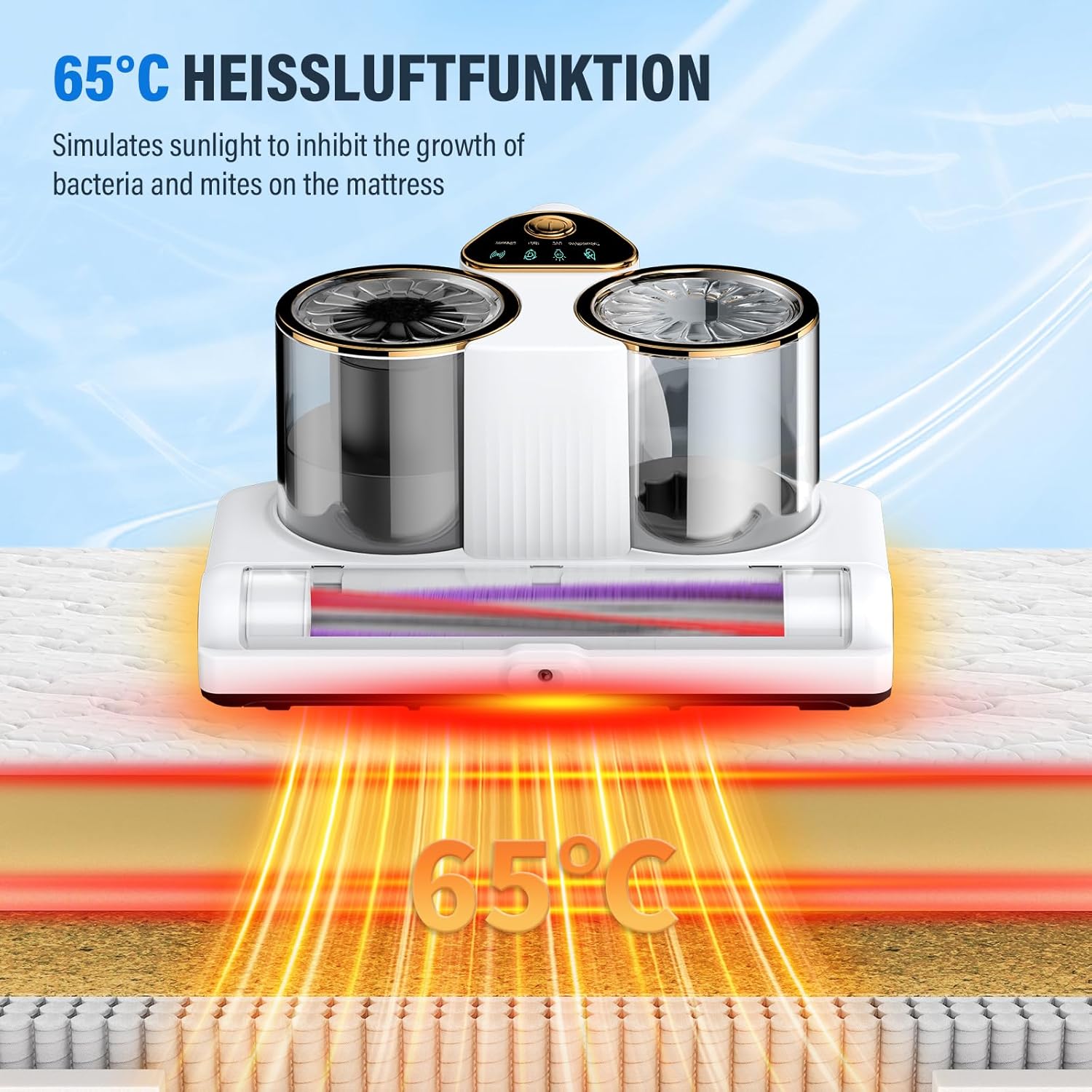 Detalle de RWSRW Battimaterasso: Aspiratore per Materassi con Luce UV, 500W, 16 kPa e Funzioni Avanzate