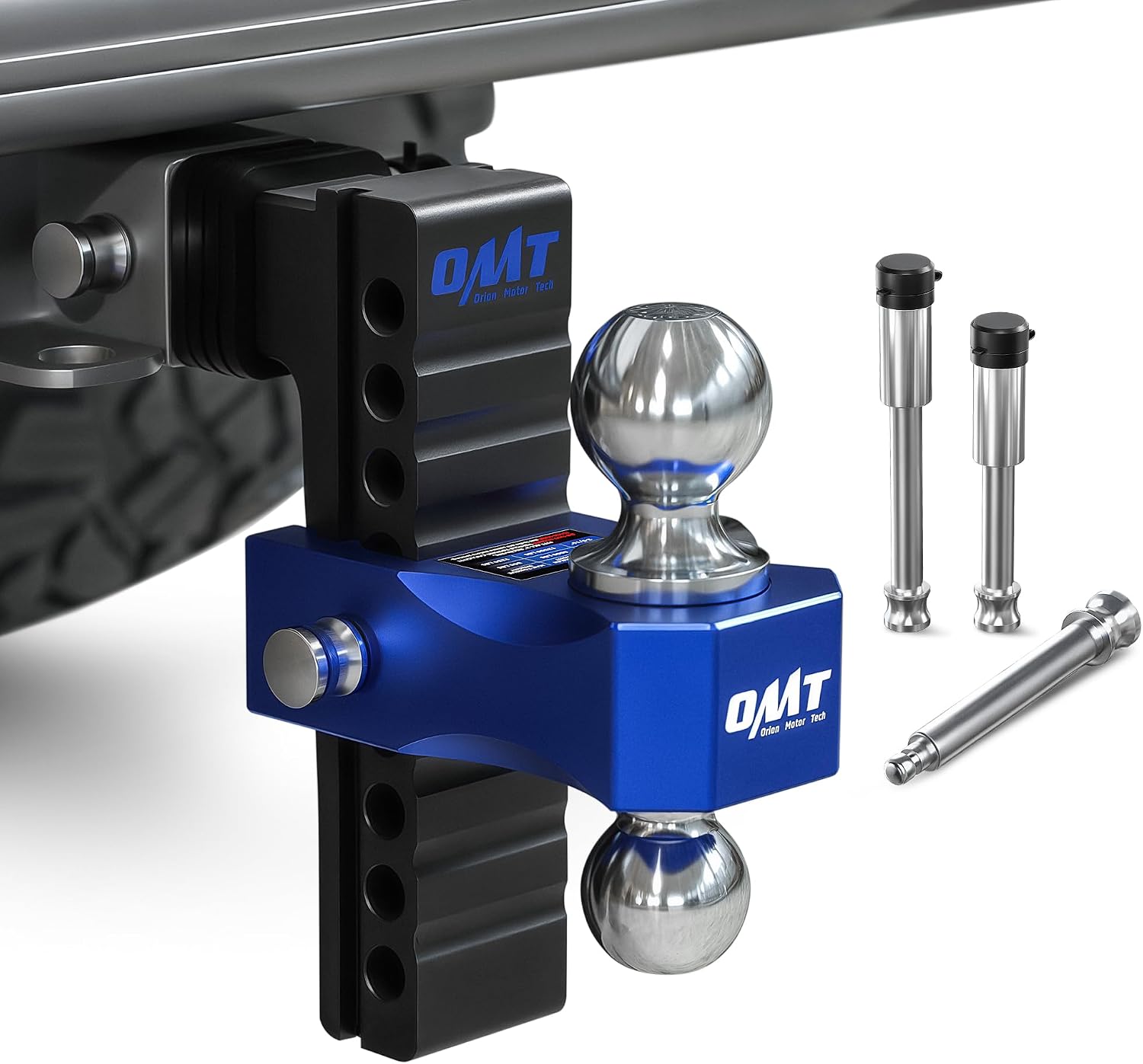 Detalle de Orion Motor Tech Adjustable Trailer Hitch (2.5 in receiver, 8 in drop/rise) Class 5 Tow Hitch Ball Mount