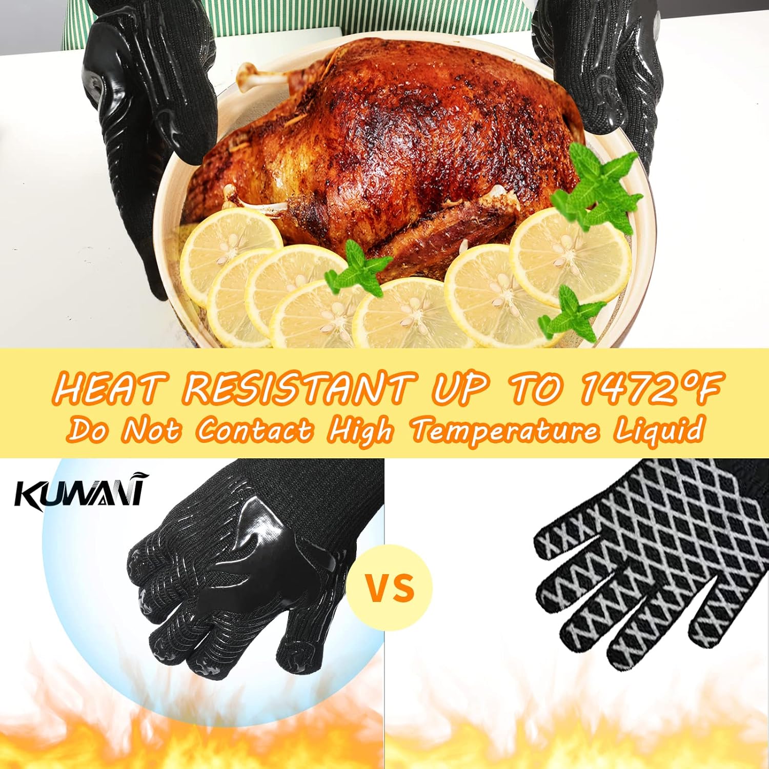 Detalle 2 de BBQ Gloves 1472°F heat resistant gloves