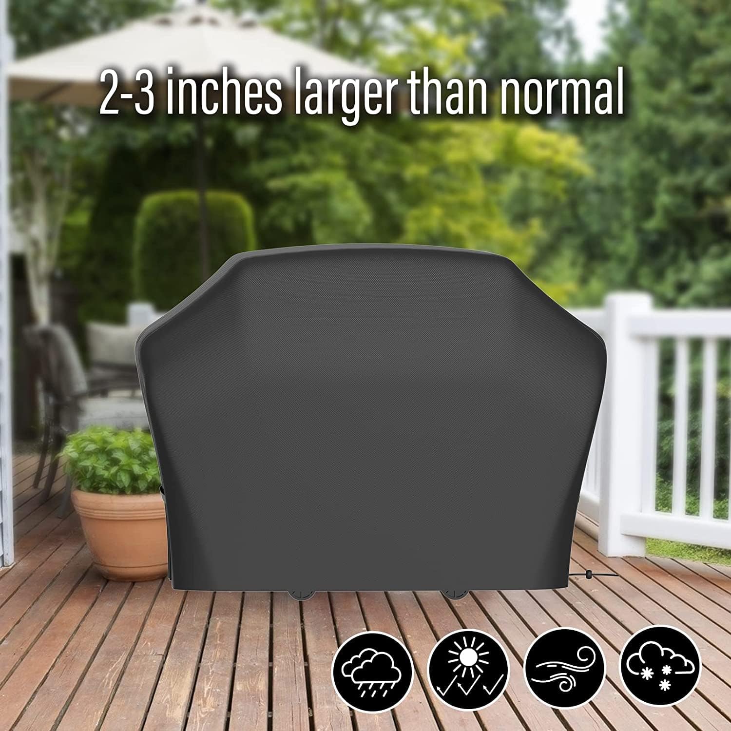 Detalle 2 de Waterproof Heavy Duty Large BBQ Cover (170 x 61 x 117cm) – Oxford cloth, dust-proof outdoor grill protection