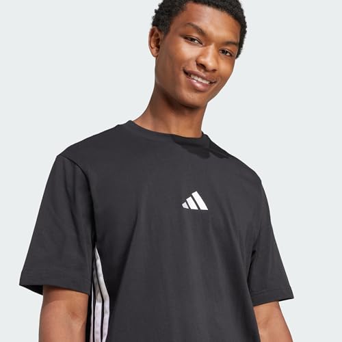 Thumbnail 7 de Camiseta adidas Uomo Essential Three Stripes de algodón con cuello redondo (Black/White) talla XXL