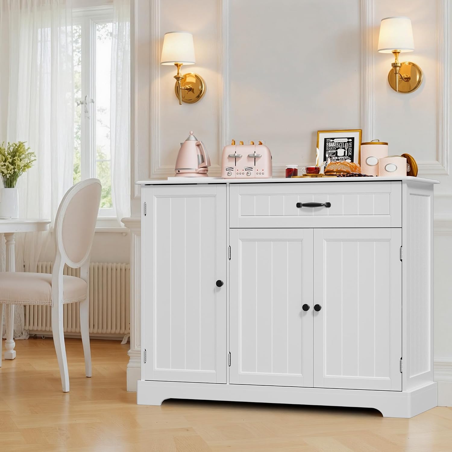 Detalle de Xbro AP102 opbergkast met lade, 105 cm breed, wit en afsluitbaar