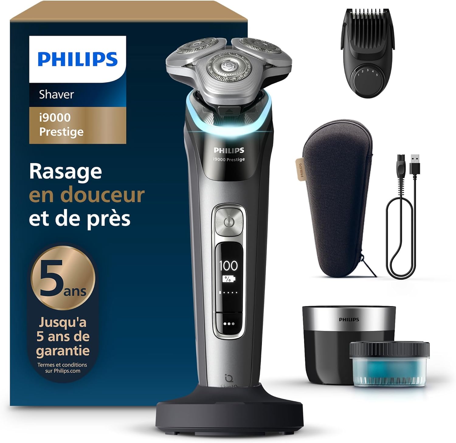 Detalle de Philips Rasoir i9000 Prestige XP9202/33: rasage sec et humide avec SkinIQ et triple Lift & Cut