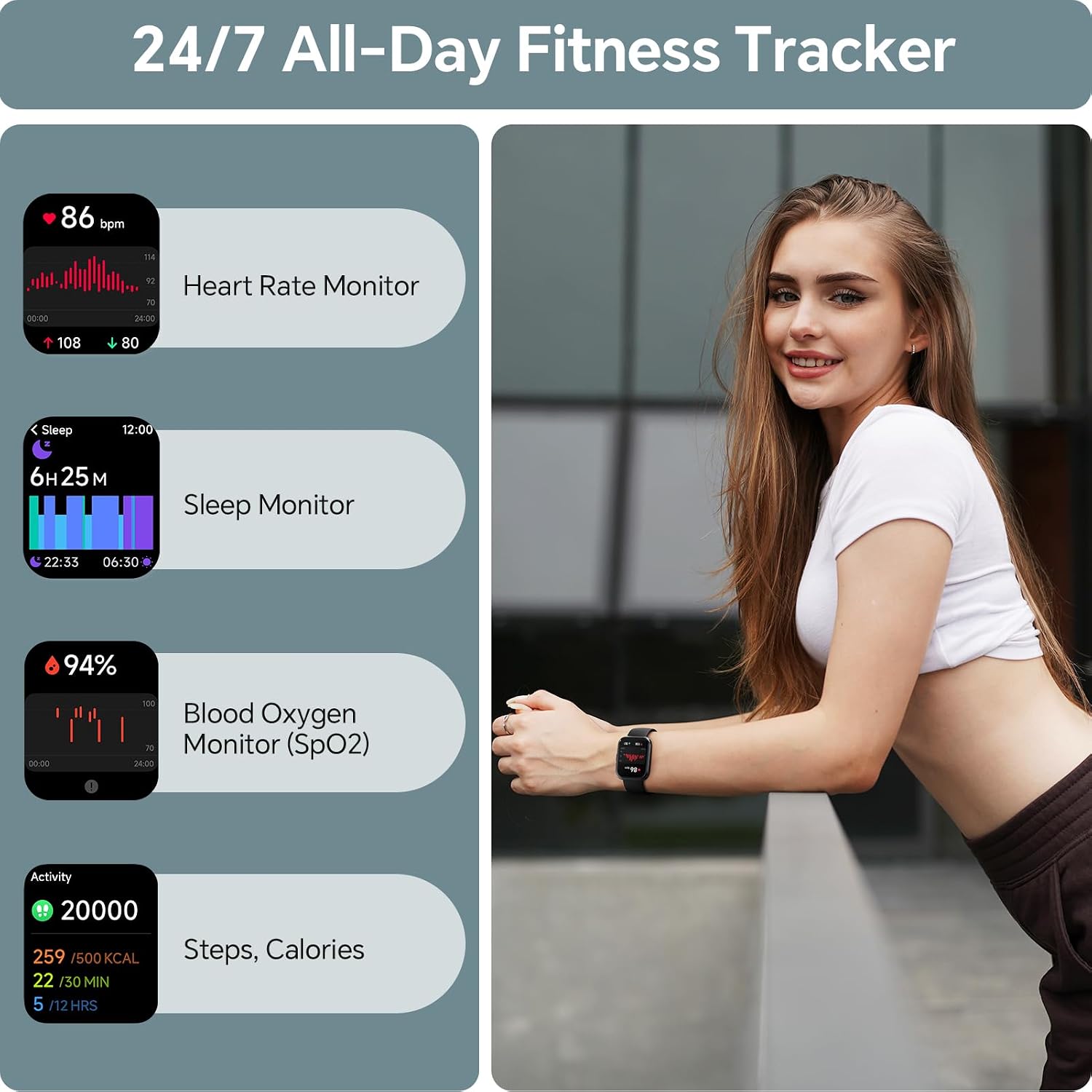Thumbnail 3 de Aeac Smart Watch: 1.85" HD Display, 120+ Sports, Alexa Voice Assistant