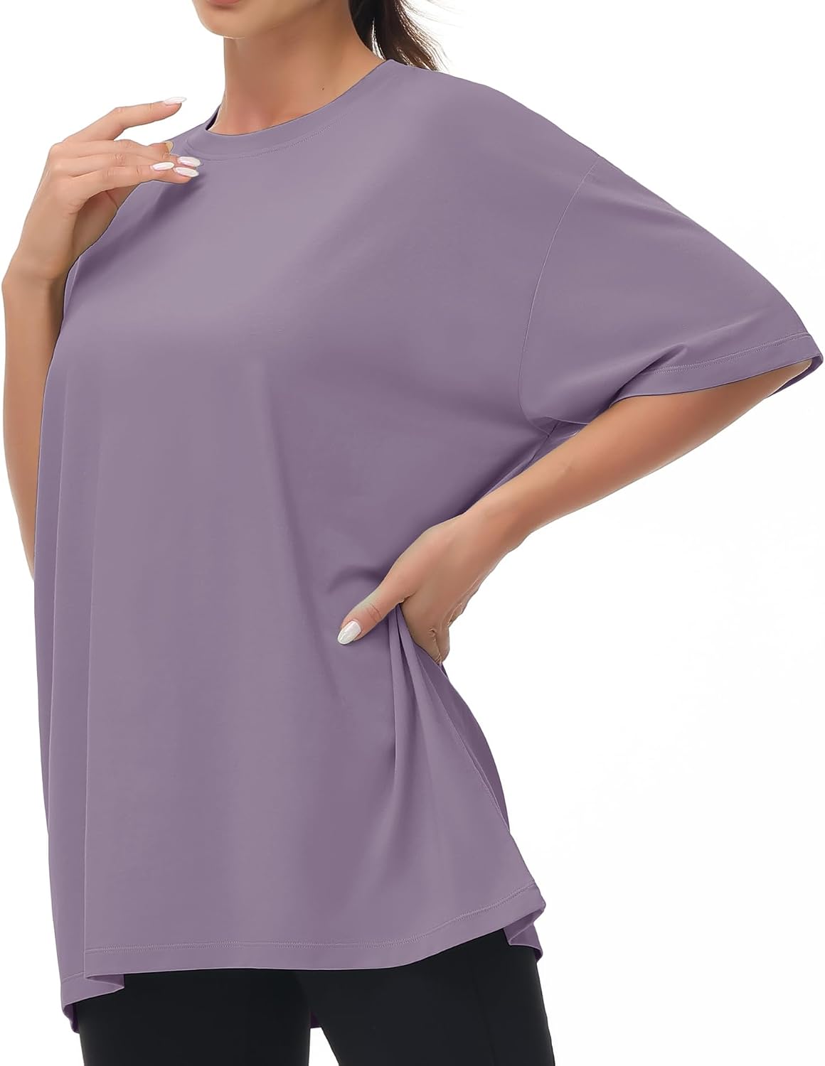 Thumbnail 6 de THE GYM PEOPLE Damen Oversize T-Shirt mit Rundhalsausschnitt (Kurzarm) – Basic aus Baumwolle/ Viskose/ Elastan
