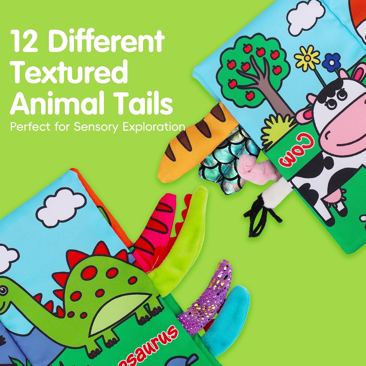 Detalle de Thremhoo 9136A Baby Cloth Books, 2-Pack Farm & Dinosaur Sensory Toys