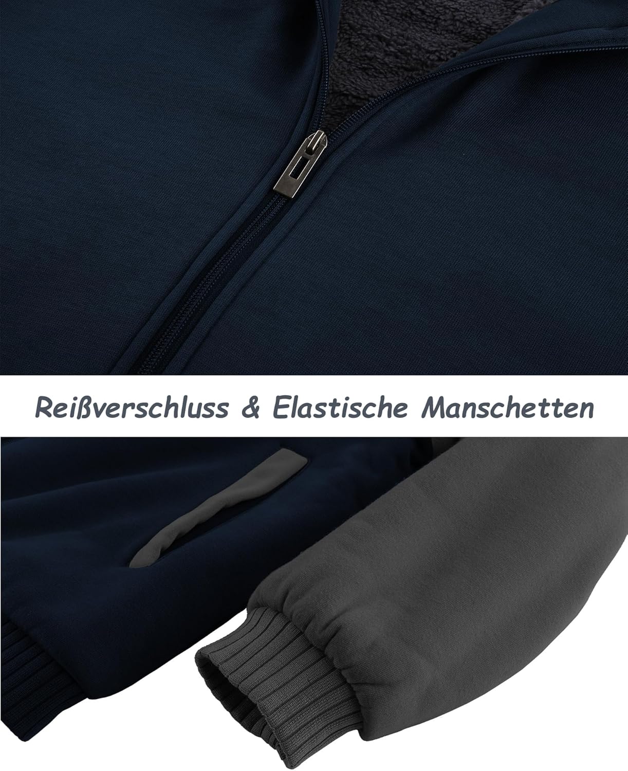 Thumbnail 3 de LLdress Giacca con Cappuccio da Uomo: felpa in pile imbottita, zip e tasche per outdoor invernale