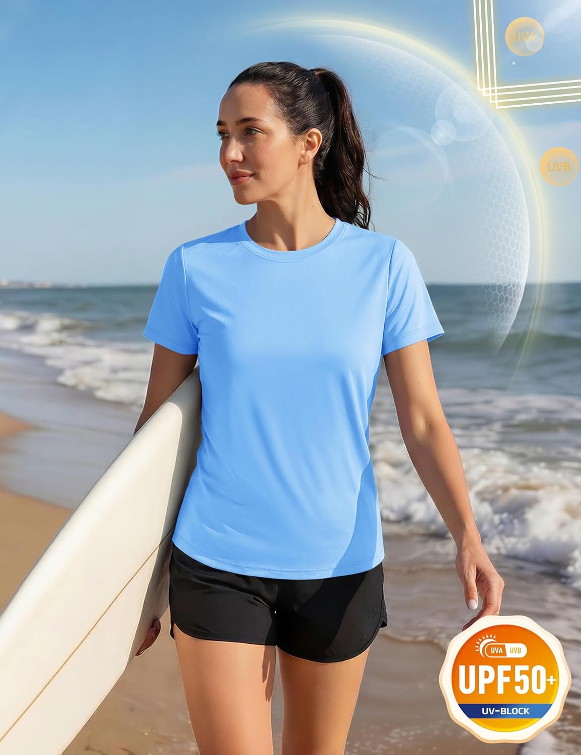 Detalle 2 de TACVASEN Women's Short Sleeve Outdoor Sport T-Shirt: UPF 50+ Quick-Dry Running Top