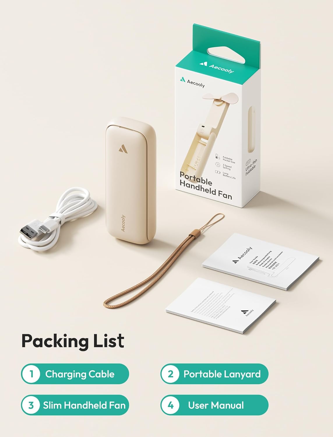 Thumbnail 6 de Aecooly Slim Portable Fan: Ultra-Compact, USB-Rechargeable Personal Cooler