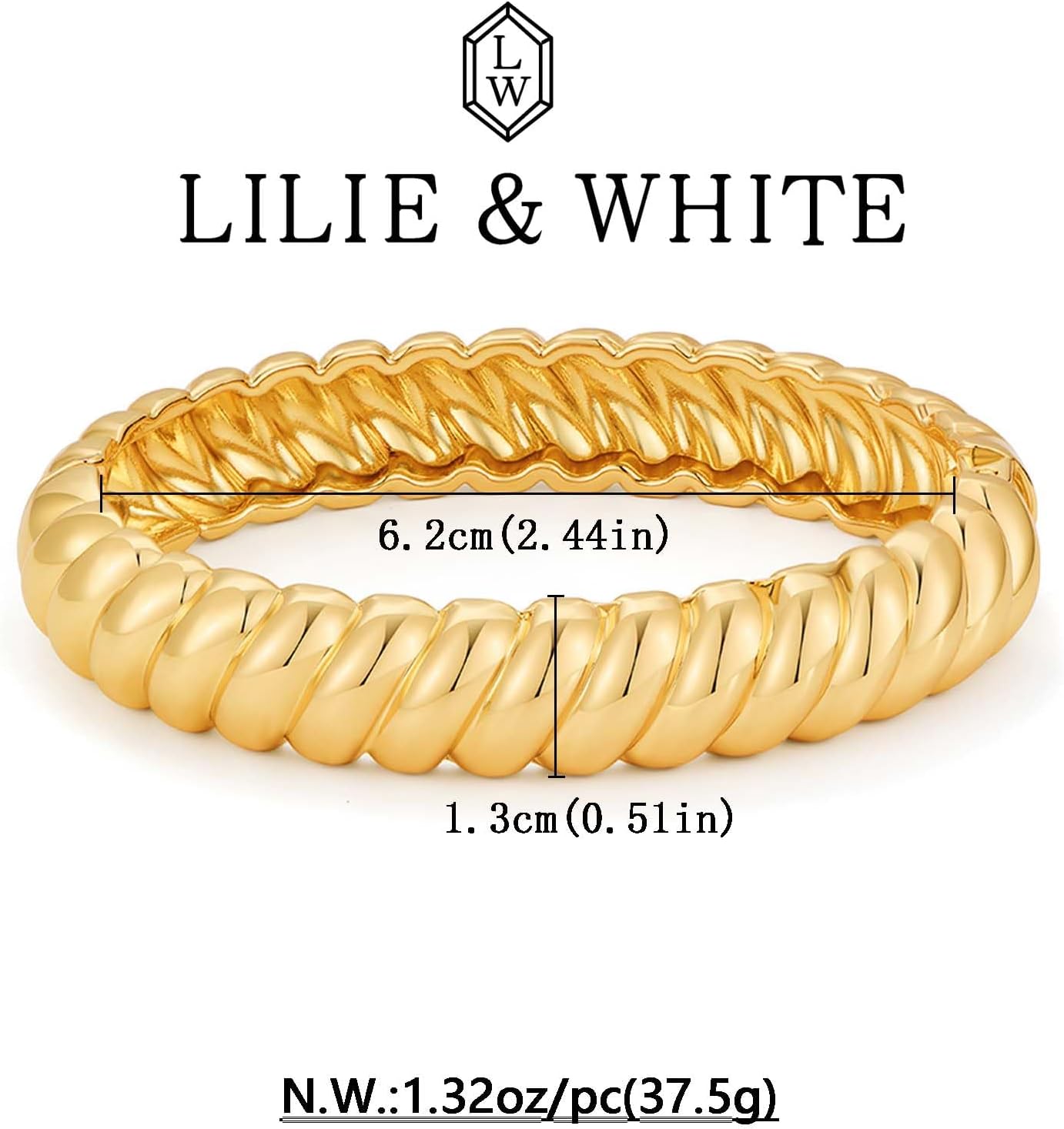 Thumbnail 5 de LILIE&WHITE Damen Armreif in Gold-Optik mit Relief in Spiralform – hypoallergenes Armband für besondere Anlässe