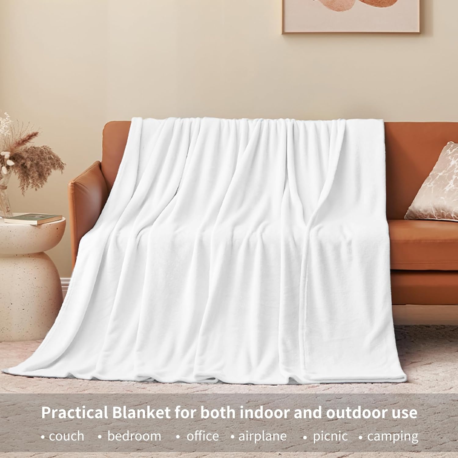 Thumbnail 2 de Aisbo White Throws Blanket for Sofas – 130x150cm