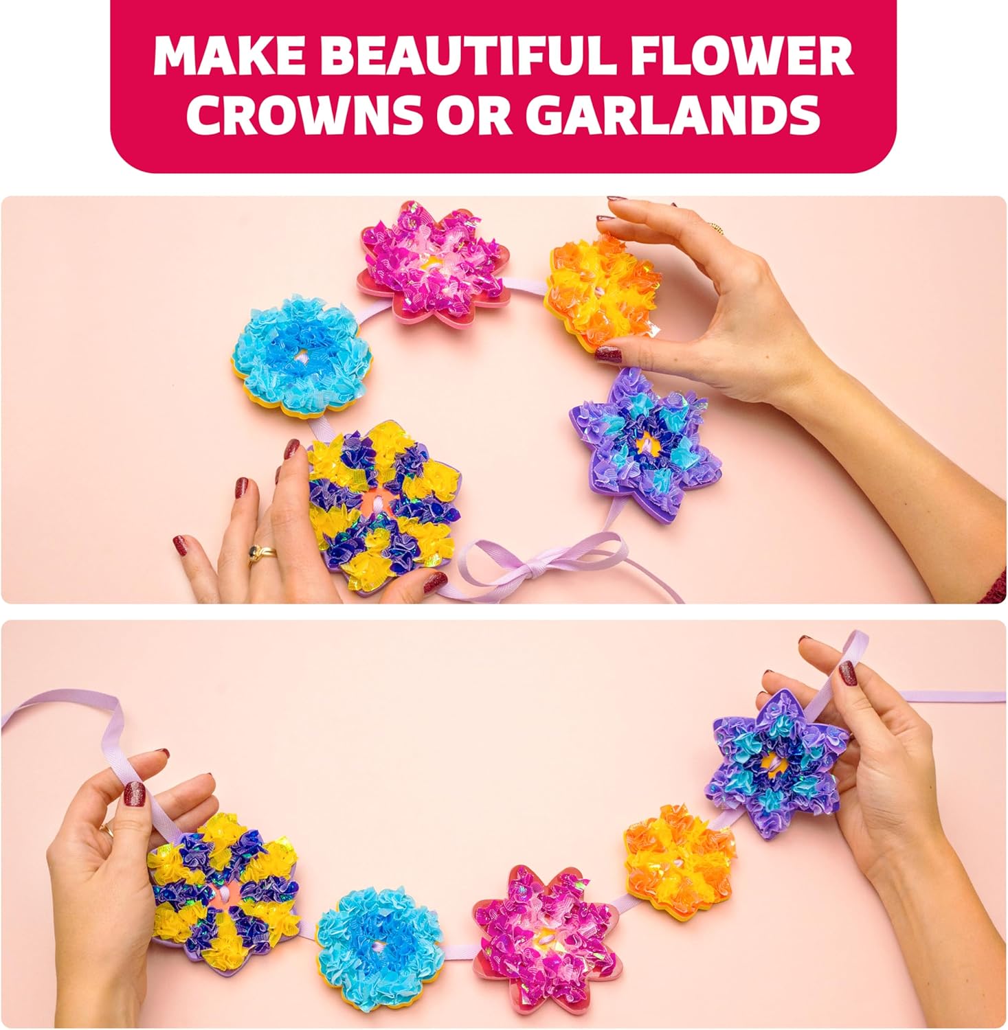 Thumbnail 4 de Poke-In Craft Flower Crowns Kit for Kids (Ages 4–9) – Mess-Free Poke Art Set with Foam Flowers & Fabric Squares