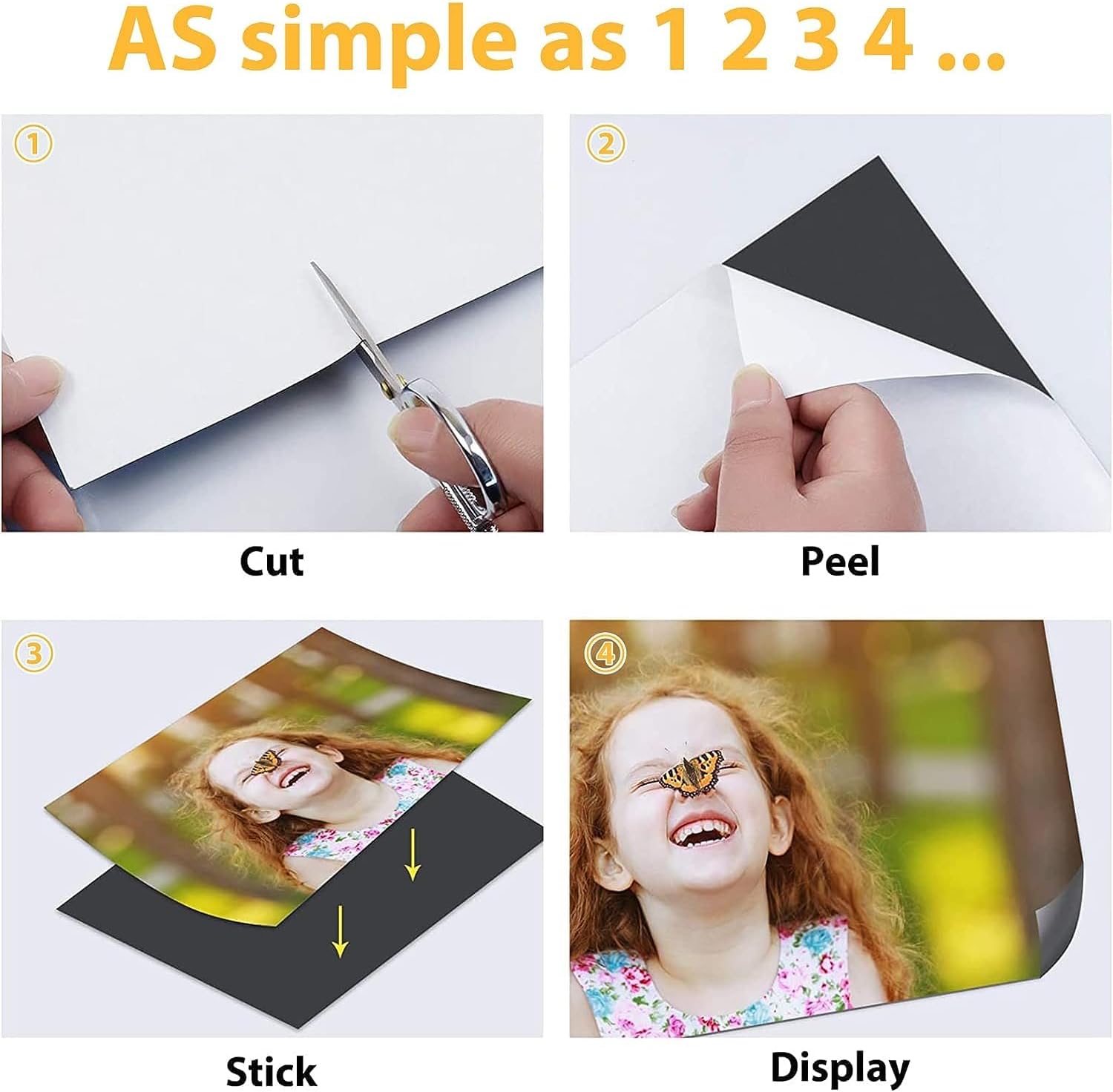 Detalle de FINDMAG Decorative Magnet Sheets, 12 Pack 4 x 6 Inches – Premium Strong Adhesive, Flexible Self-Adhesive Magnets