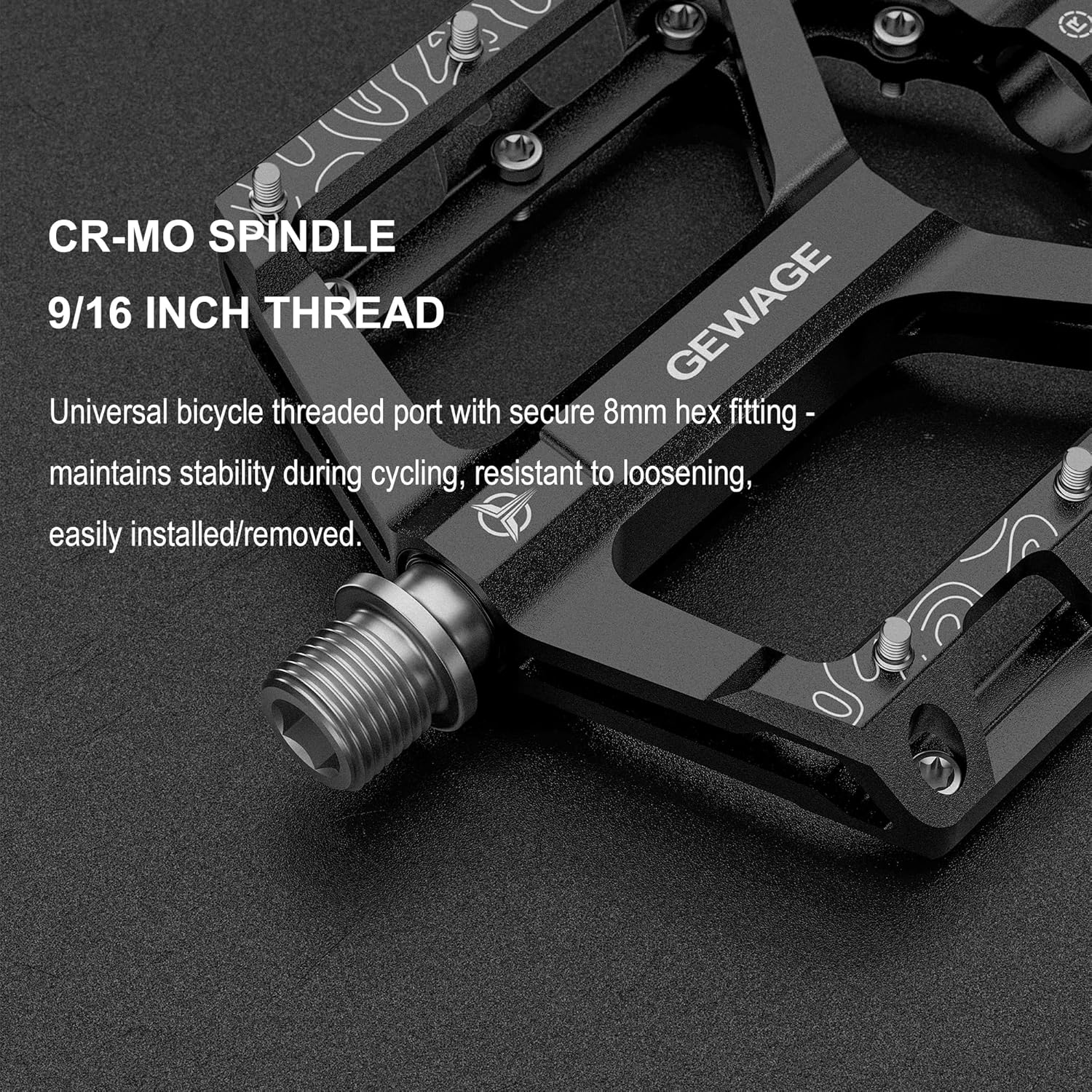 Thumbnail 6 de GEWAGE Pédales Plate MTB en alliage d’aluminium usiné CNC (axe 9/16) – set antidérapant pour VTT et gravel