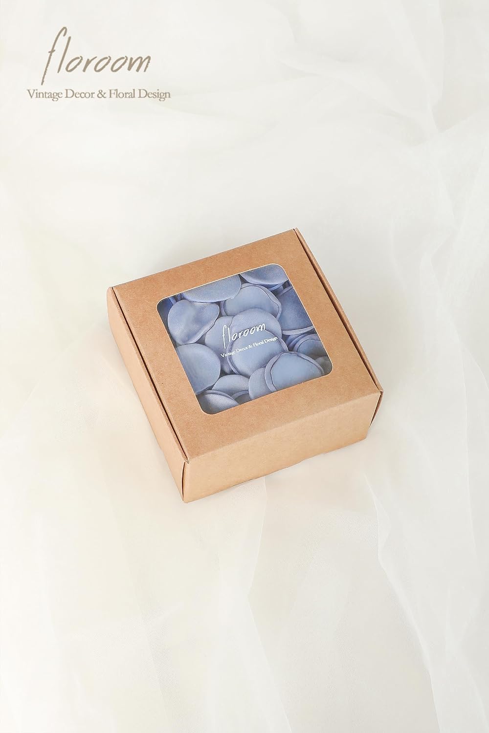 Detalle de Floroom 300pcs Dusty Blue Rose Petals — Handmade Satin Silk Confetti for Weddings and Events