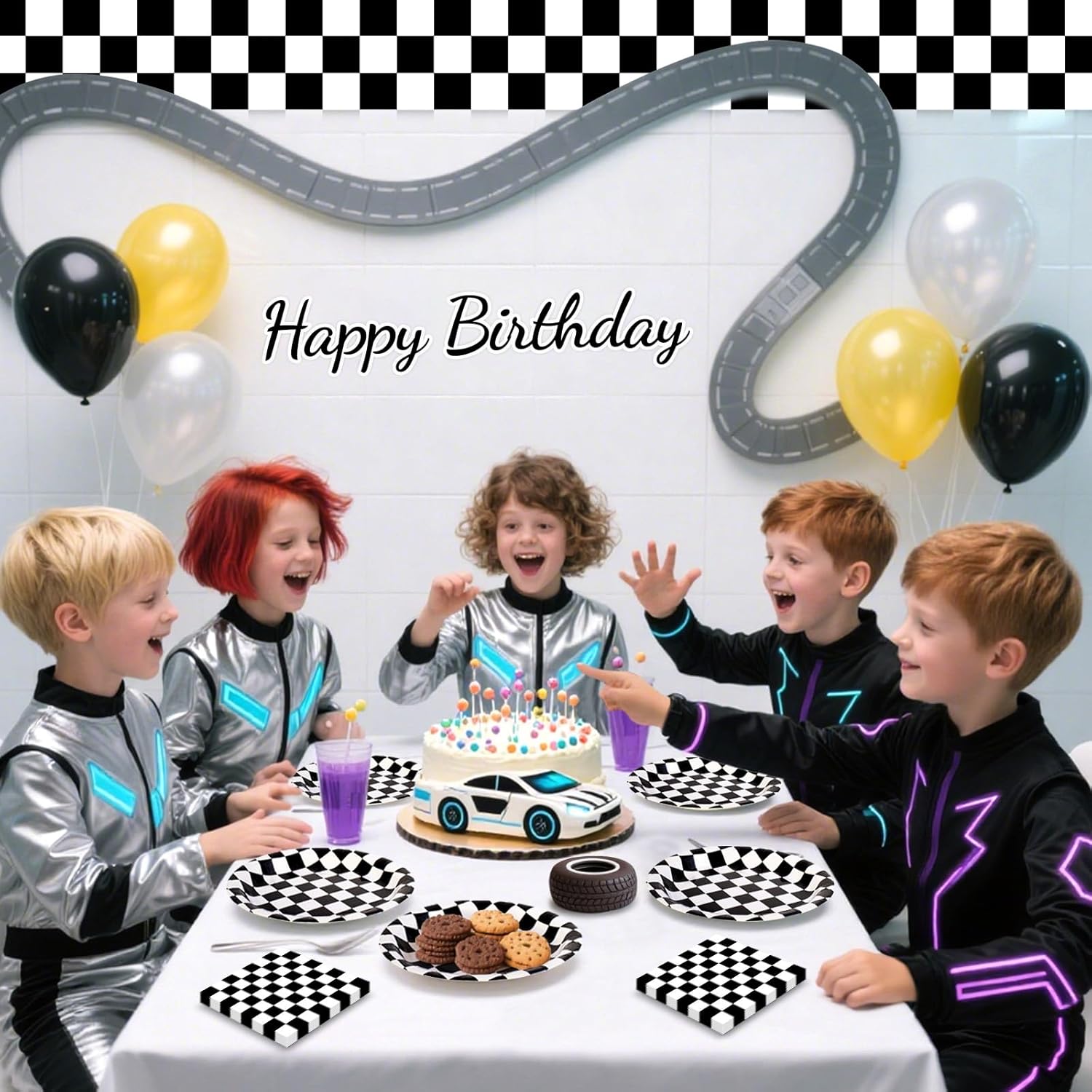 Thumbnail 1 de Race Car Party Plates Napkins Set