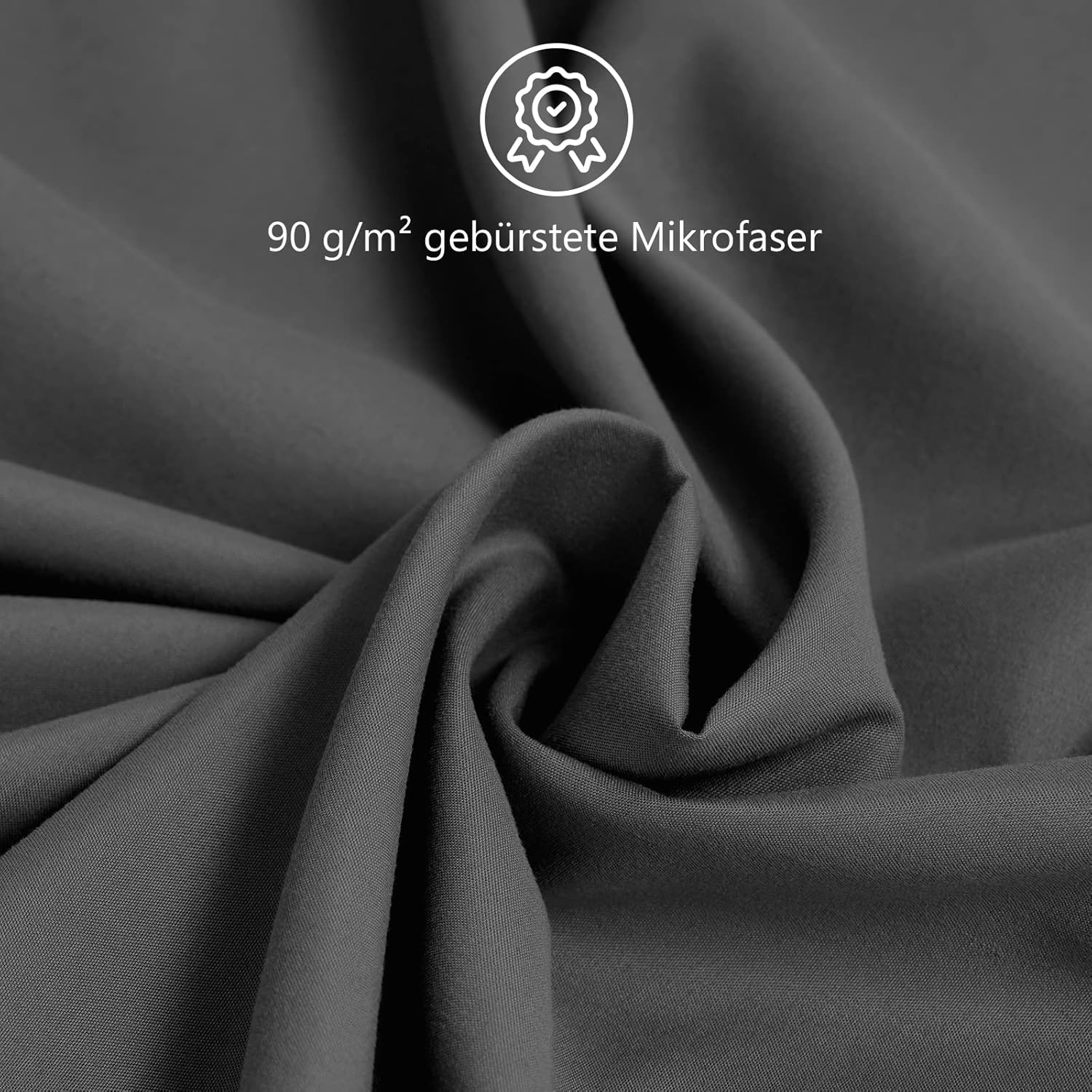 Thumbnail 3 de REDKEY Kissenbezug 40x80 cm (2er-Set) mit Reißverschluss – gebürstete Mikrofaserhülle in Anthrazit