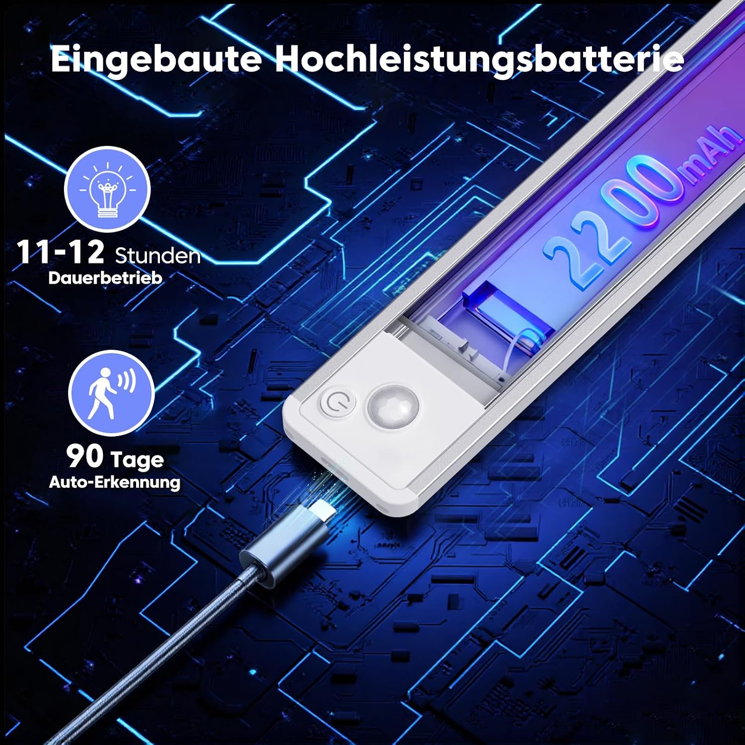 Detalle 2 de Unterbauleuchte Küche LED Bewegungsmelder 3er Set