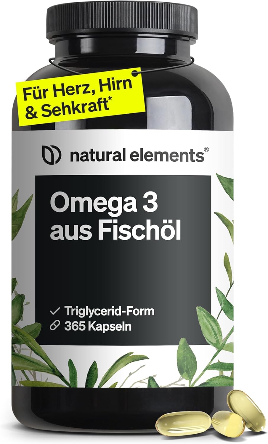 natural elements Omega 3 365 Kapseln 2000 mg Omega‑3