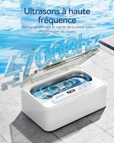 Detalle de Phniti Nettoyeur Ultrasons 47 kHz, Ultrasonic Cleaner 330 ml – Nettoyage profond pour bijoux et prothèses