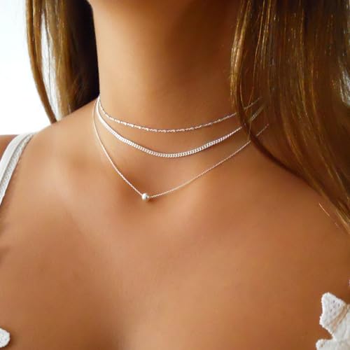 Detalle de Annika Bella 925 Sterling Silver Chain Choker Necklace (33–40.5 cm)