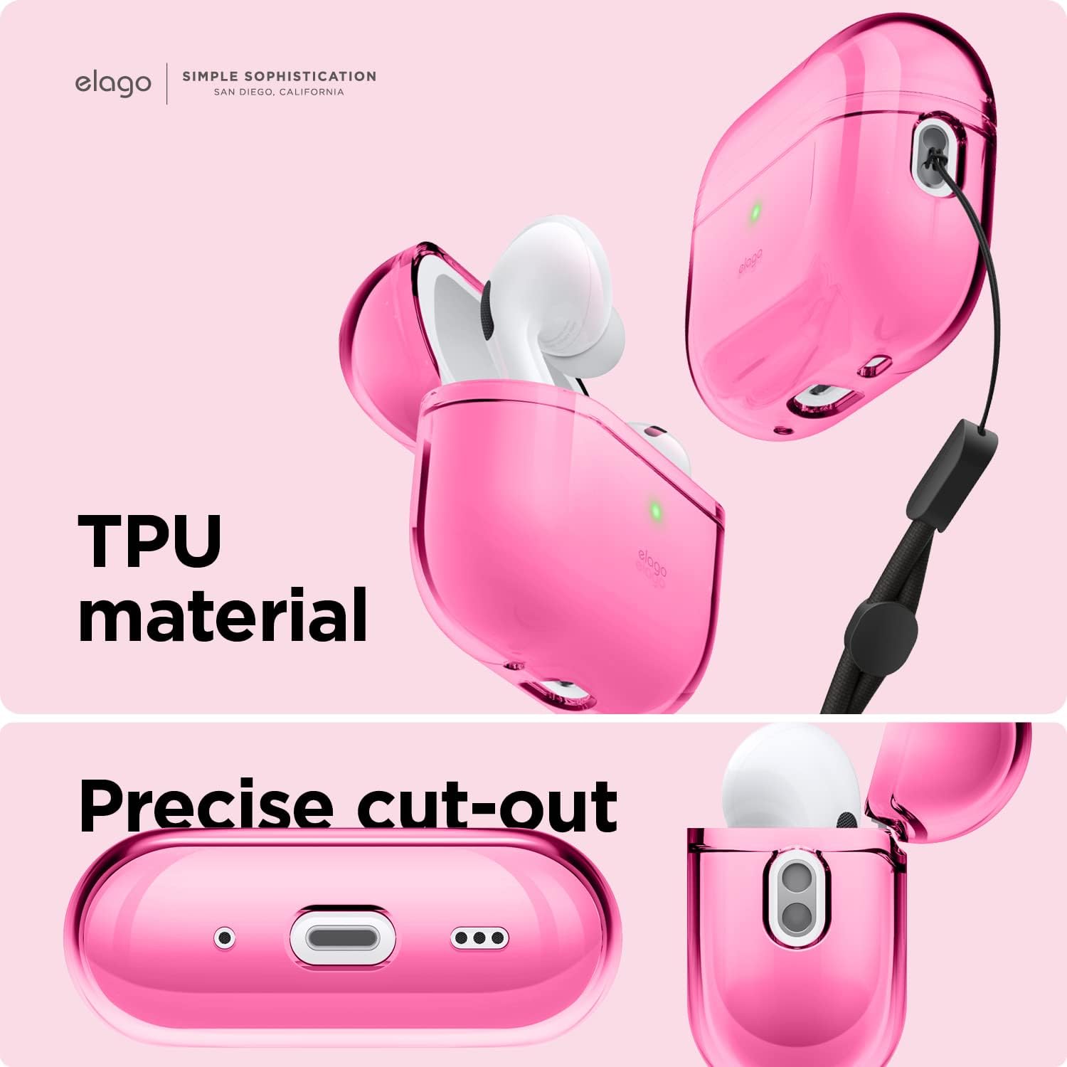 Detalle de elago Coque transparente en TPU pour AirPods Pro 2 (étui/housse de protection) – Néon Rose Vif