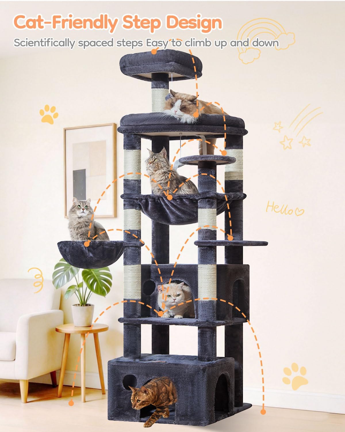 Detalle de Taoqimiao Cat Tree 76.8in