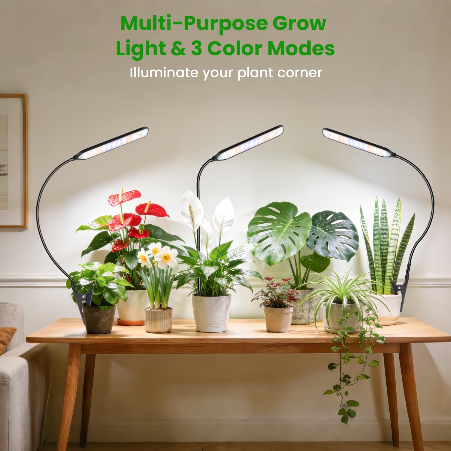 Detalle 2 de Garpsen ZY-M10B Clip-On Grow Light, 52 LEDs, 6000K Full Spectrum