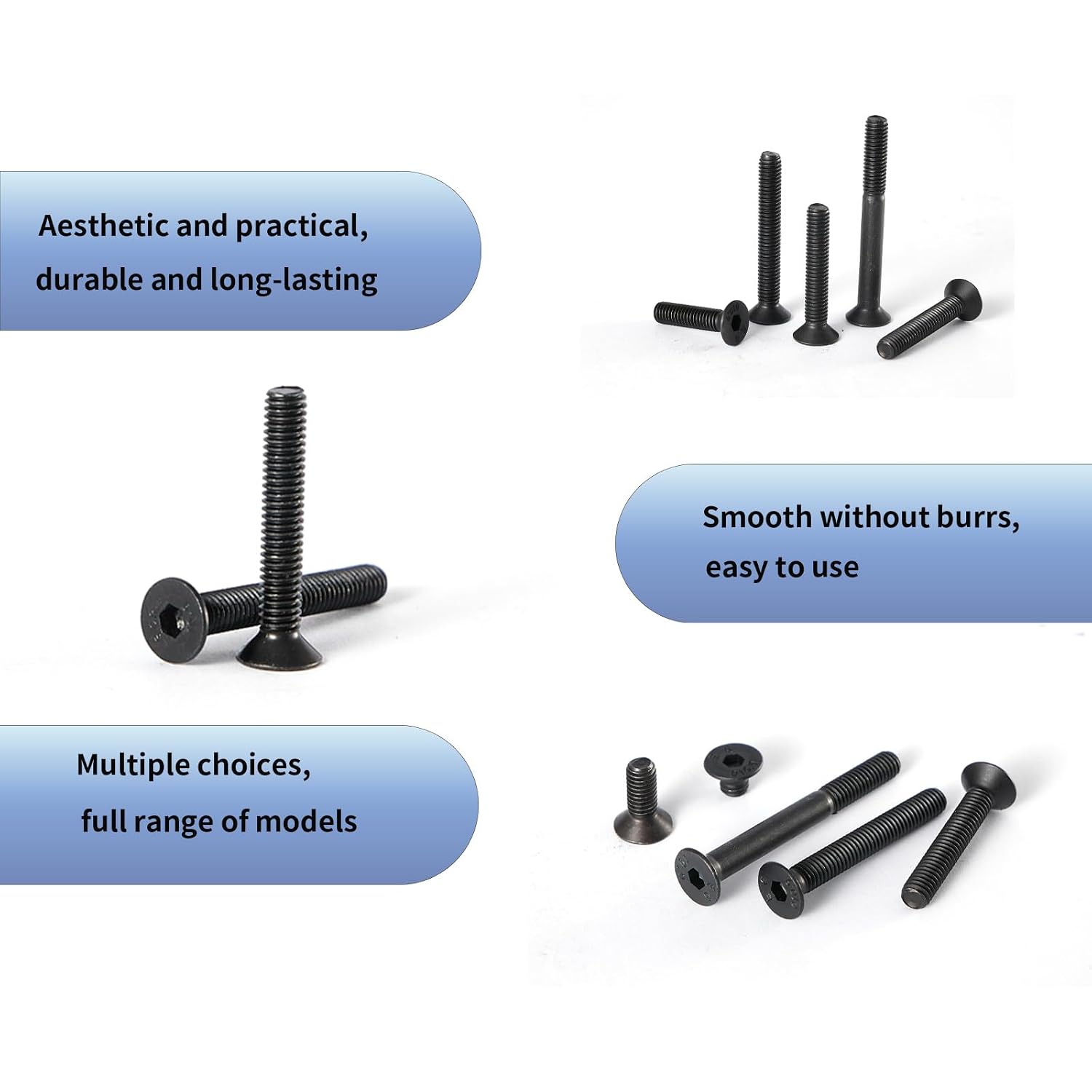 Detalle 2 de AOTXSHNO Flat Head Hex Socket Screws, M8-1.25x60mm